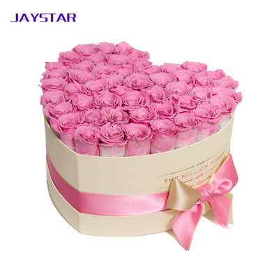 Hot stamping Finishing custom luxury cardboard heart gift box flower packaging box for roses