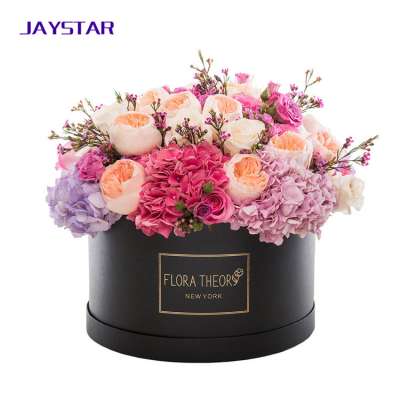 Round Flower Bucket Paper Black Gift Boxes Candy Chocolate Wrapping Packaging Gift Cylinder Box