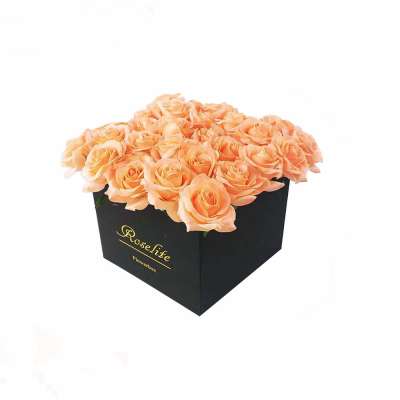 Custom Logo Mini Flower Bucket Wholesale Single Cylinder Rose Flower Black Cardboard Box