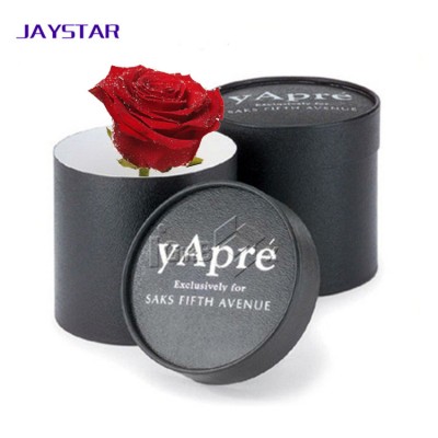 Luxury custom coated paper printing cardboard round  flower gift box rose packaging box